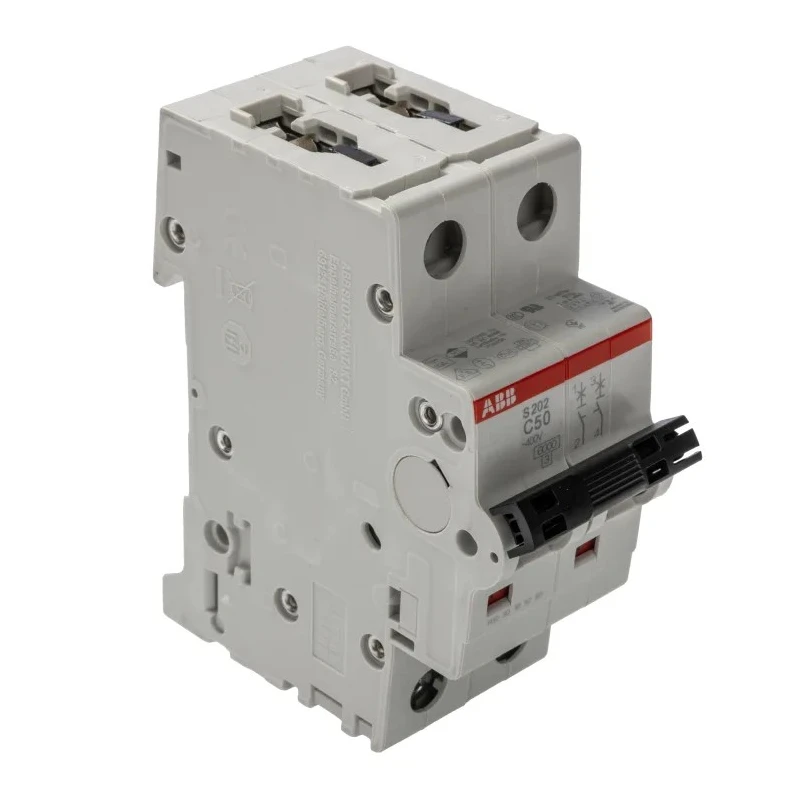 ABB System Pro M Compact S200 Miniature Circuit Breaker 2-Pole 50A Type C 400V AC 125V DC 10kA 2CDS252001R0504 S202-C50