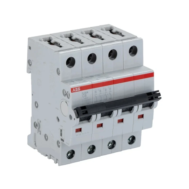 ABB System Pro M Compact S200 Miniature Circuit Breaker, 4-Pole, 6A, Type C, 400V AC, 10 kA Breaking 2CDS254001R0064 S204-C6