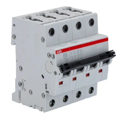 ABB System Pro M Compact S200 Miniature Circuit Breaker, 4-Pole, 20A, Type C, 400V ac, 10 kA 2CDS254001R0204 S204-C20
