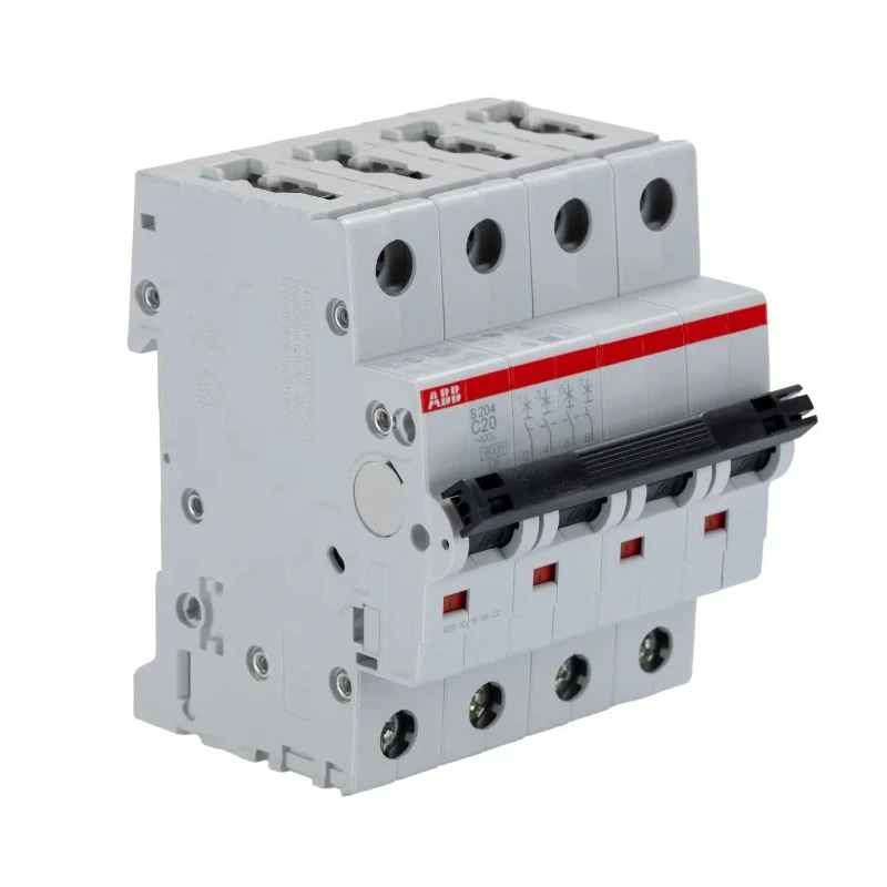 ABB System Pro M Compact S200 Miniature Circuit Breaker, 4-Pole, 20A, Type C, 400V ac, 10 kA 2CDS254001R0204 S204-C20