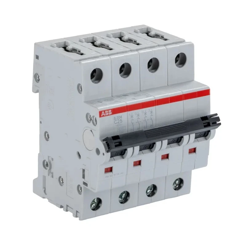 ABB System Pro M Compact S200 Miniature Circuit Breaker 4-Pole 25A Type C 400V AC 10 kA Breaking 2CDS254001R0254 S204-C25