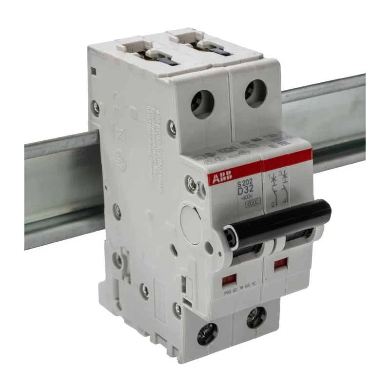 ABB System Pro M Compact S200 Miniature Circuit Breaker, 2-Pole, 32A, Type D, 400V AC, 125V DC, 10 2CDS252001R0321 S202-D32