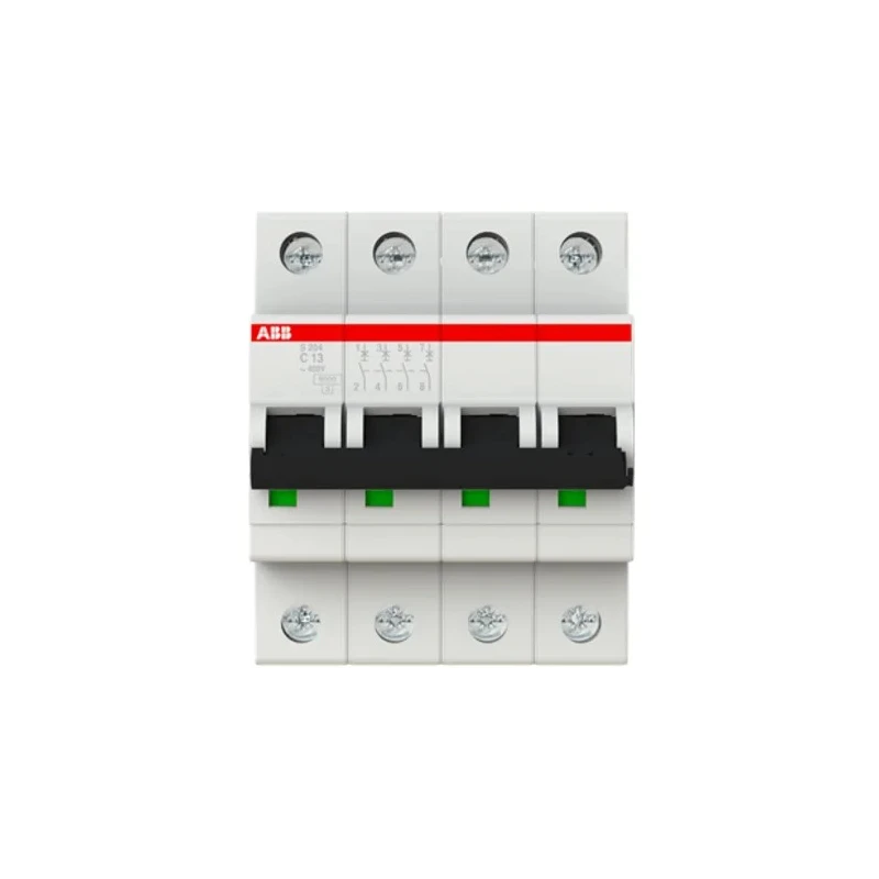 ABB System Pro M Compact S200 Miniature Circuit Breaker 4-Pole 13A Type C 400V AC 6 kA Breaking 2CDS254001R0134 S204-C13
