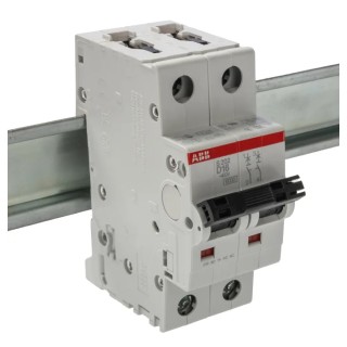 ABB System Pro M Compact S200 Miniature Circuit Breaker, 2-Pole, 16A, Type D, 400V AC, 125V DC 2CDS252001R0161 S202-D16