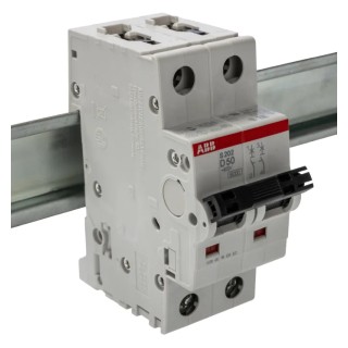 ABB System Pro M Compact S200 Miniature Circuit Breaker, 2-Pole, 50A, Type D, 400V AC, 125V DC 2CDS252001R0501 S202-D50