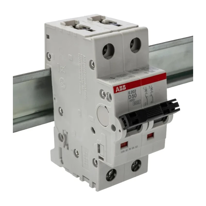 ABB System Pro M Compact S200 Miniature Circuit Breaker, 2-Pole, 50A, Type D, 400V AC, 125V DC 2CDS252001R0501 S202-D50