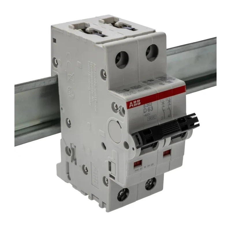 ABB System Pro M Compact S200 Miniature Circuit Breaker, 2-Pole, 63A, Type D, 400V AC, 125V DC, 10 2CDS252001R0631 S202-D63