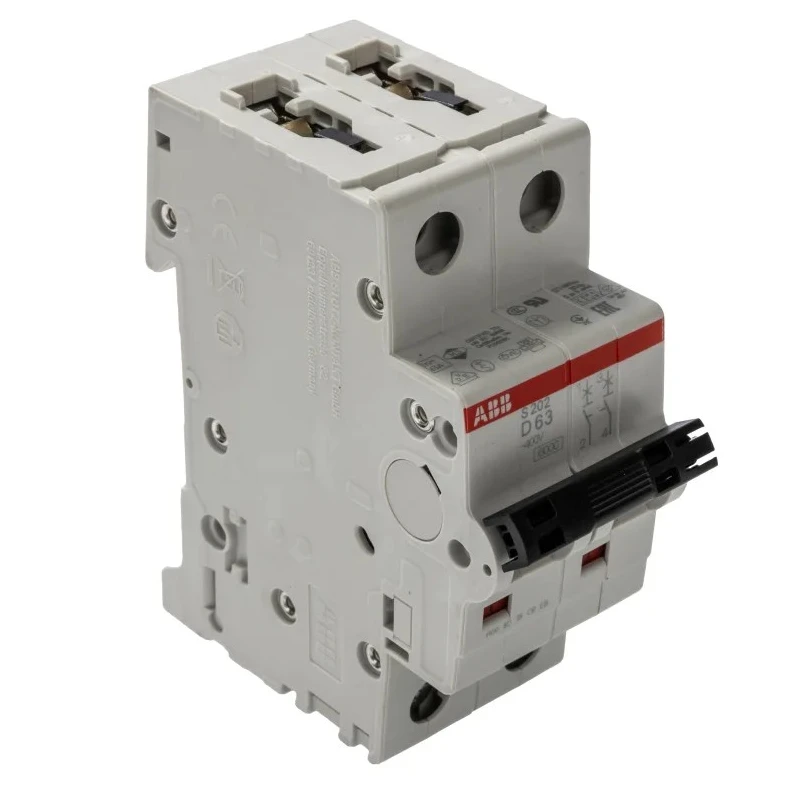 ABB System Pro M Compact S200 Miniature Circuit Breaker, 2-Pole, 63A, Type D, 400V AC, 125V DC, 10 2CDS252001R0631 S202-D63