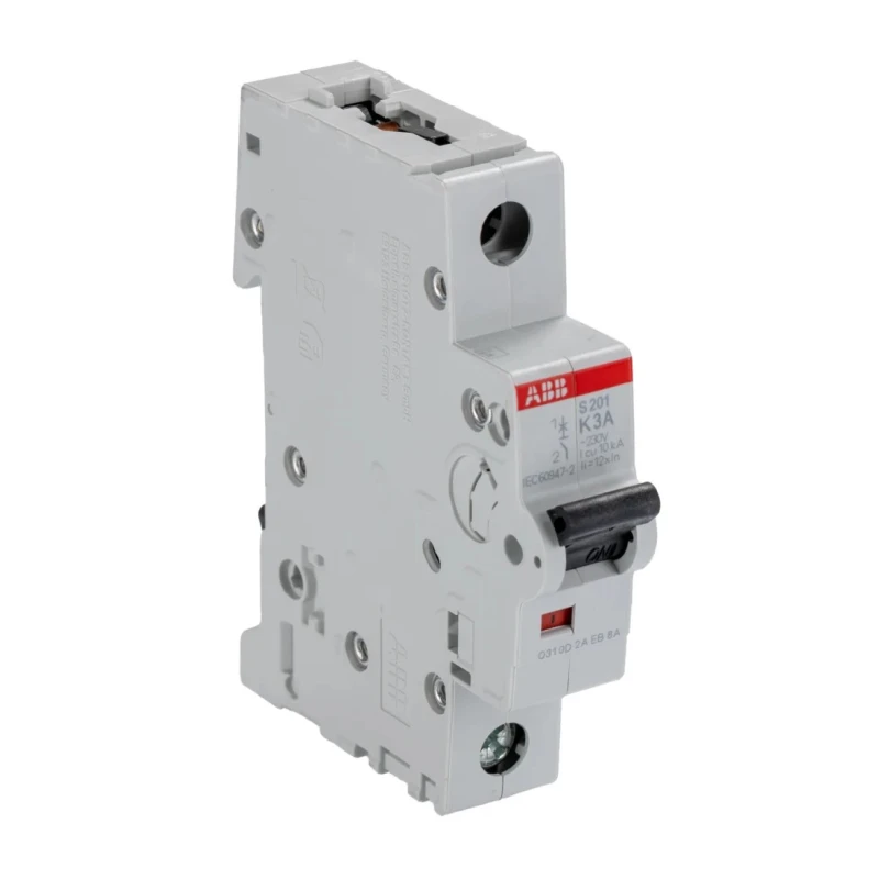 ABB System Pro M Compact S200 Miniature Circuit Breaker, 1-Pole, 3A, Type K Tripping, 230V AC, 72V 2CDS251001R0317 S201-K3