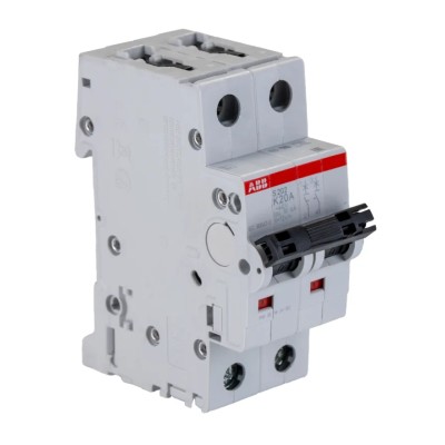 ABB System Pro M Compact S200 Miniature Circuit Breaker, 2-Pole, 20A, Type K, 400V AC, 125V DC, 6kA 2CDS252001R0487 S202-K20