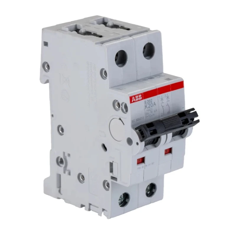 ABB System Pro M Compact S200 Miniature Circuit Breaker, 2-Pole, 20A, Type K, 400V AC, 125V DC, 6kA 2CDS252001R0487 S202-K20