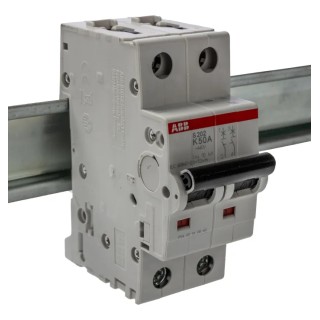 ABB System Pro M Compact S200 Miniature Circuit Breaker, 2-Pole, 50A, Type K Tripping, 400V AC 2CDS252001R0577 S202-K50