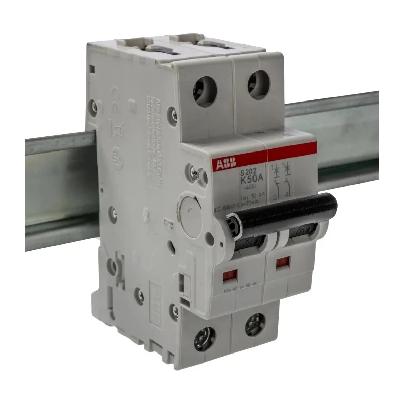 ABB System Pro M Compact S200 Miniature Circuit Breaker, 2-Pole, 50A, Type K Tripping, 400V AC 2CDS252001R0577 S202-K50