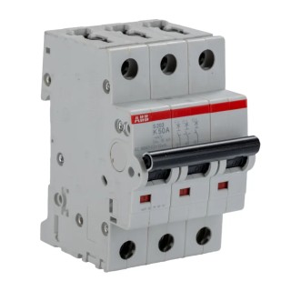 ABB System Pro M Compact S200 Miniature Circuit Breaker, 3-Pole, 50A, Type K, 400V AC, 10 kA 2CDS253001R0577 S203-K50