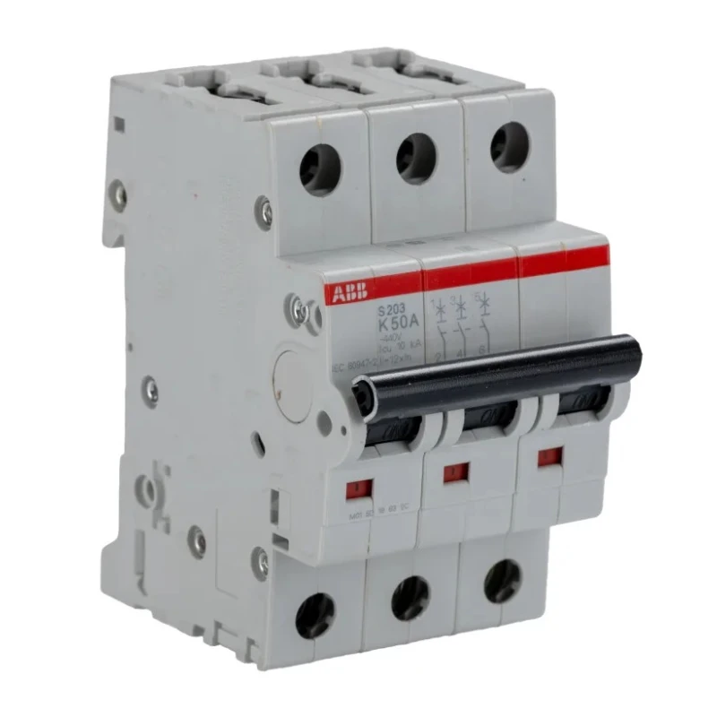 ABB System Pro M Compact S200 Miniature Circuit Breaker, 3-Pole, 50A, Type K, 400V AC, 10 kA 2CDS253001R0577 S203-K50