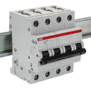 ABB System Pro M Compact S200M Miniature Circuit Breaker, 4-Pole, 16A, Type B, 400V AC, 15 kA 2CDS274001R0165 S204M-B16
