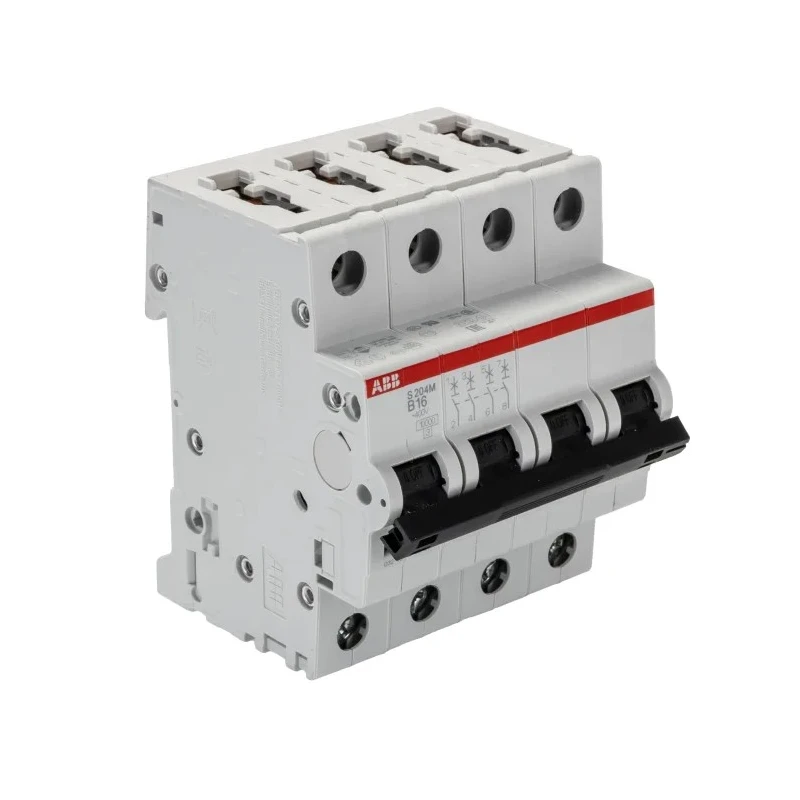 ABB System Pro M Compact S200M Miniature Circuit Breaker, 4-Pole, 16A, Type B, 400V AC, 15 kA 2CDS274001R0165 S204M-B16