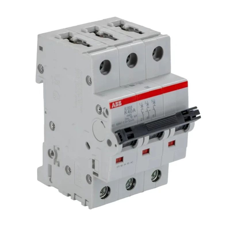 ABB System Pro M Compact S200 Miniature Circuit Breaker, 3-Pole, 40A, Type K Tripping, 400V AC, 10 2CDS253001R0557 S203-K40