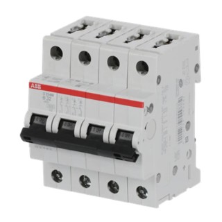 ABB System Pro M Compact Miniature Circuit Breaker 4-Pole 32A Type B 400V AC 12V DC 15kA Breaking 2CDS274001R0325 S204M-B32