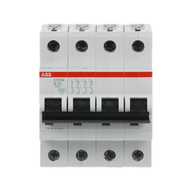 ABB System Pro M Compact Miniature Circuit Breaker 4-Pole 32A Type B 400V AC 12V DC 15kA Breaking 2CDS274001R0325 S204M-B32