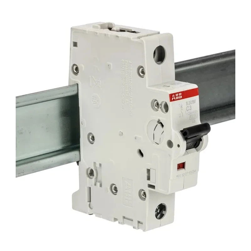ABB System Pro M Compact S200M Miniature Circuit Breaker, 1-Pole, 3A, Type C, 230V AC, 72V DC, 10kA 2CDS271001R0034 S201M-C3