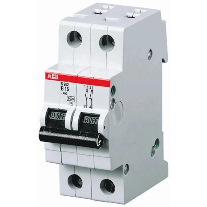 ABB System Pro M Compact S200M Miniature Circuit Breaker, 2-Pole, 2A, Type D, 400V AC, 125V DC 2CDS272001R0021 S202M-D2