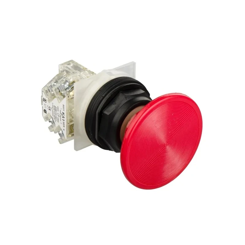 Schneider Electric Harmony 9001SK Series Illuminated Mushroom Head Push Button Switch, Spring Return, Panel 9001SKR24R