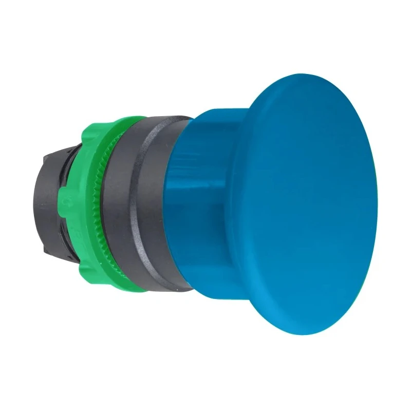 Schneider Electric Harmony XB5 Series Blue Mushroom Shaped Round Spring Return Push Button Head 22mm Cutout IP66 IP69K ZB5AC6