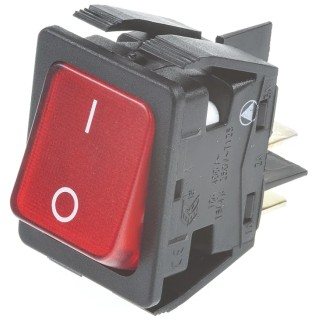 Arcolectric (Bulgin) Ltd DPST Illuminated On-Off Rocker Switch Panel Mount 16A 24V DC Nylon Red Actuator C6053ALNAEB