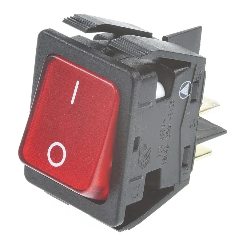 Arcolectric (Bulgin) Ltd DPST Illuminated On-Off Rocker Switch Panel Mount 16A 24V DC Nylon Red Actuator C6053ALNAEB