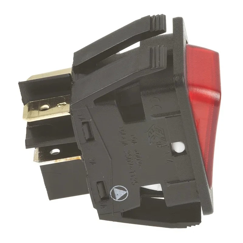 Arcolectric (Bulgin) Ltd DPST Illuminated On-Off Rocker Switch Panel Mount 16A 24V DC Nylon Red Actuator C6053ALNAEB