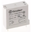 Finder Power Relay 24V DC Coil, 30A Switching Current, SPST, PCB Mount 45.31.7.024.0310
