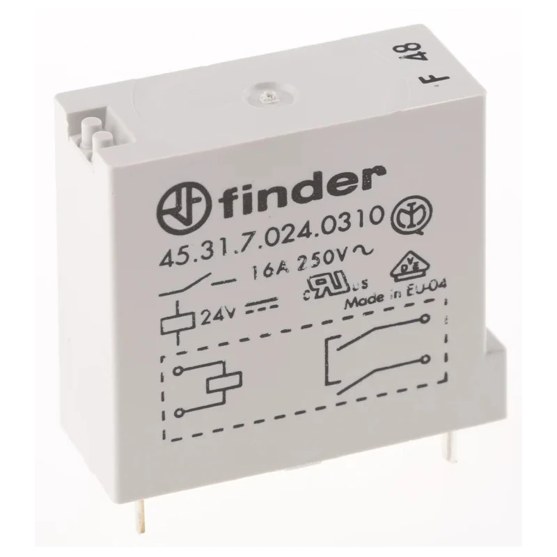 Finder Power Relay 24V DC Coil, 30A Switching Current, SPST, PCB Mount 45.31.7.024.0310