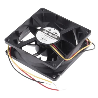 Sanyo Denki San Ace 9S Series Axial Fan 24V DC 49.8 m³/h Airflow 1.44W Power 60mA Current 80x80x25 mm 9S0824M4011