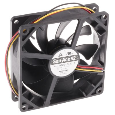 Sanyo Denki San Ace 9S Series Axial Fan 12V DC 49.8 m³/h Airflow 840 mW Power 70 mA Max Current 92mm x 92mm x 9S0912L4011