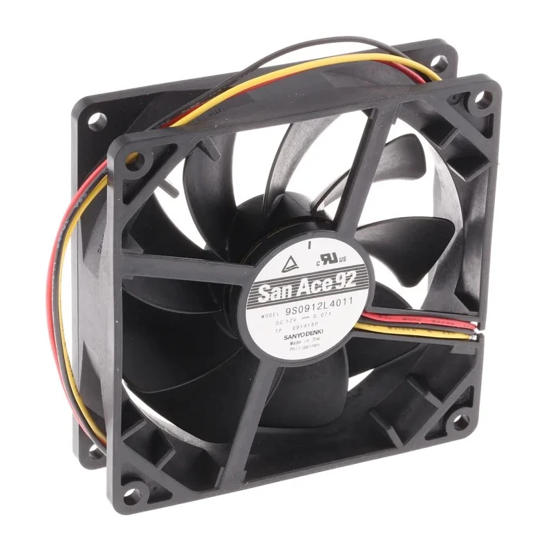 Sanyo Denki San Ace 9S Series Axial Fan 12V DC 49.8 m³/h Airflow 840 mW Power 70 mA Max Current 92mm x 92mm x 9S0912L4011