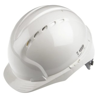 JSP White Ventilated Adjustable Safety Helmet High Performance Polyethylene EN 397 EVO2 