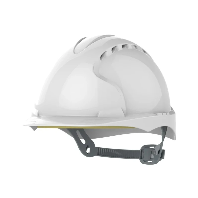 JSP White Ventilated Adjustable Safety Helmet High Performance Polyethylene EN 397 EVO2 