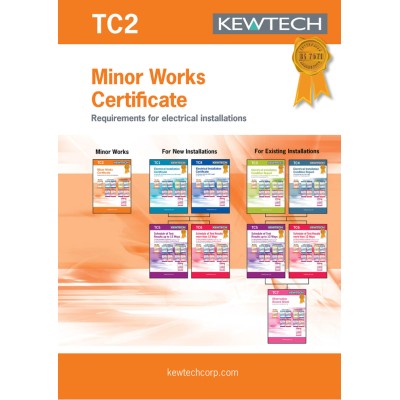 Kewtech Corporation Electrical Installation Certificate 40 Sheets for Use With FC3000 TC2