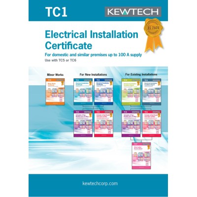 Kewtech Corporation Electrical Installation Certificate 40 Sheets, BS 7671:2018, United Kingdom TC1