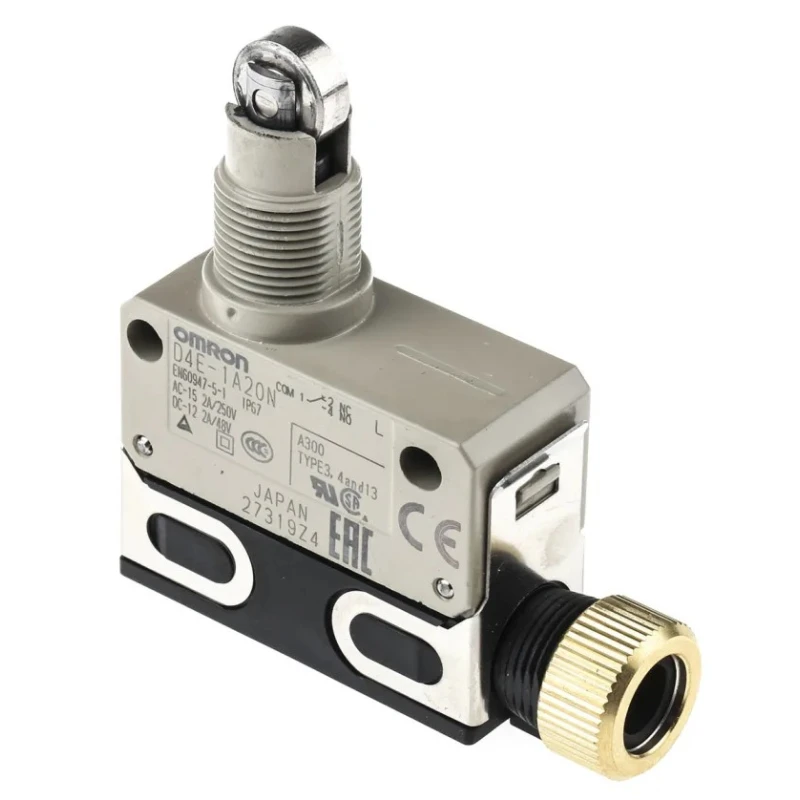 Omron D4E Series Roller Plunger Limit Switch 1 NO/1 NC, IP67, Metal Housing, 125V, 15A 