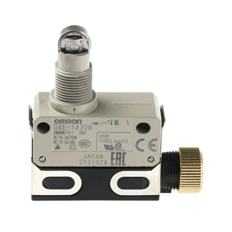 Omron D4E Series Roller Plunger Limit Switch 1 NO/1 NC, IP67, Metal Housing, 125V, 15A 