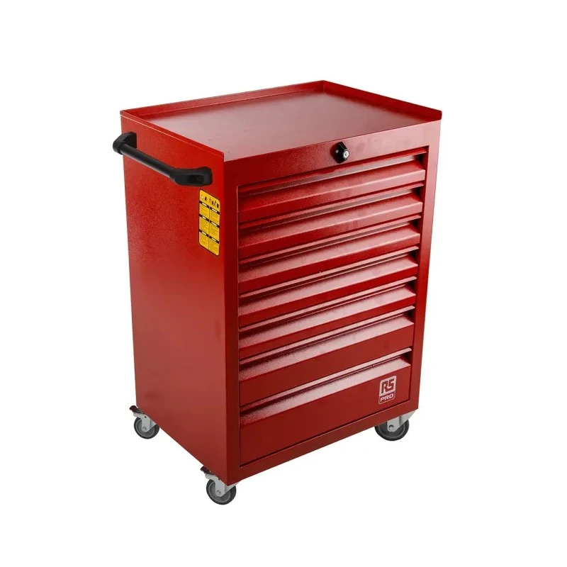 RS PRO Heavy Duty 7 Drawer Wheeled Steel Roller Cabinet Mobile Tool Chest 450mm x 630mm x 970mm 753-1589
