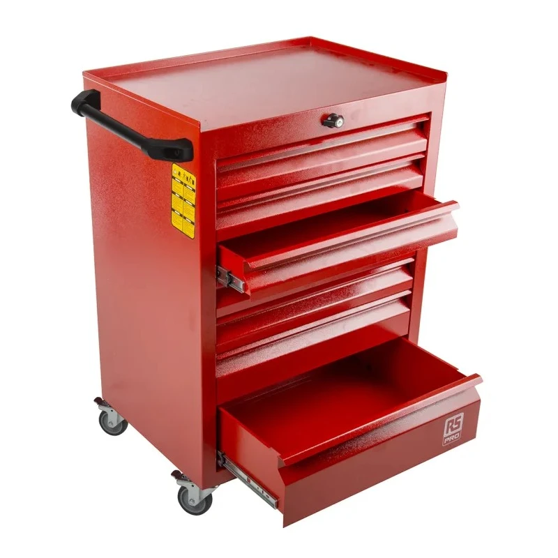 RS PRO Heavy Duty 7 Drawer Wheeled Steel Roller Cabinet Mobile Tool Chest 450mm x 630mm x 970mm 753-1589