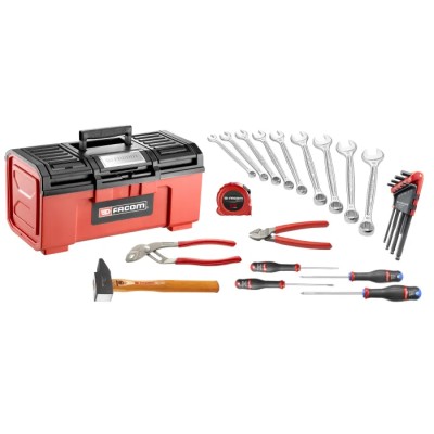 Facom 26 Piece Maintenance Tool Kit with Box, Portable, Ergonomic Handles, CM.26BPC19PF