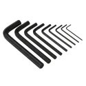 Facom 9 Piece L Metric Hex Key Set with Hex Sizes 1.5 mm to 10.0 mm, Silicon Steel, Phosphate Finish 82H.JP9A