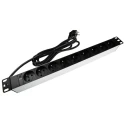 RS PRO 16A 230V 9 Gang Power Distribution Unit Power Strip with 2.5m Type E Cable 755-3961