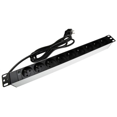 RS PRO 16A 230V 9 Gang Power Distribution Unit Power Strip with 2.5m Type E Cable 755-3961