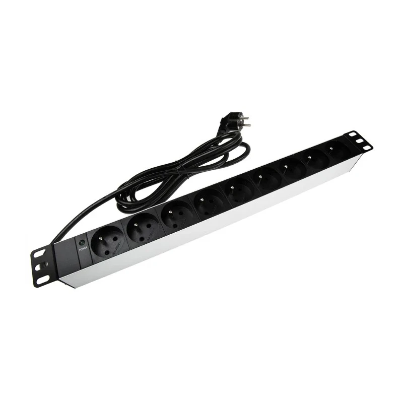 RS PRO 16A 230V 9 Gang Power Distribution Unit Power Strip with 2.5m Type E Cable 755-3961