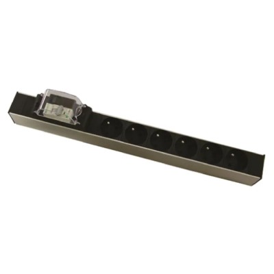 PGEP 16A 230V AC 6 Gang Power Distribution Unit Power Strip with 2.5m Cable Type E RCD Protected Surge Protection 755-3964